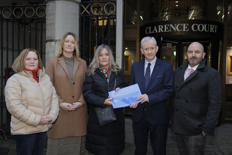 Monica Heaney (third from left) with David Honeyford MLA (right), Lisburn and Castlereagh councillor Gretta Thompson (left), Banbridge councillor Joy Ferguson and Department for Infrastructure Permanent Secretary Dr Denis McMahon