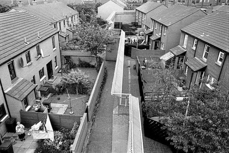 The peace wall separating loyalist Cluan Place from the republican Short Strand in east Belfast. Picture by Frankie Quinn 