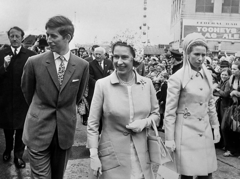 The late Queen Elizabeth II with Prince Charles and Princess Anne at the Royal Easter Show in Sydney in 1970