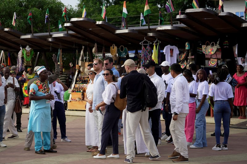 Prince Harry and Meghan visit San Basilio de Palenque, Colombia (Ivan Valencia/AP)