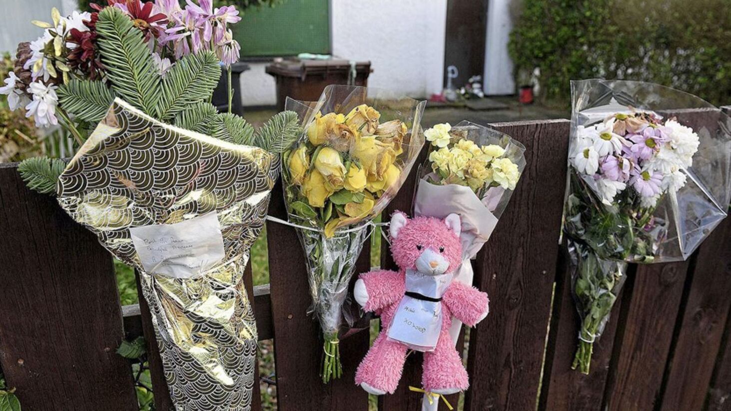 Tributes to Nadia Kalinowska at her home in Fernagh Drive, Newtownabbey, in December 2019 following her death. Picture by Alan Lewis 