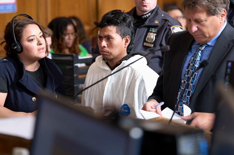 Sebastian Zapeta, accused of setting a woman on fire inside a New York City subway train, appears in court on December 24 (Curtis Means via Pool/AP)