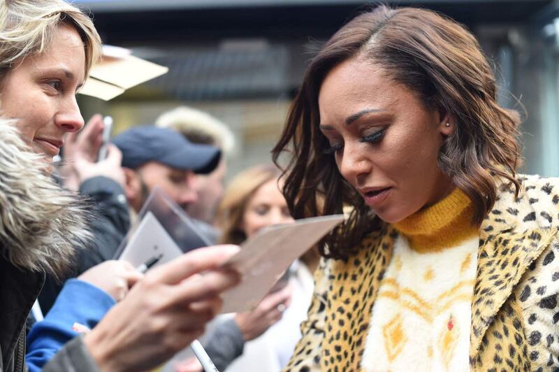 Spice Girls Melanie Brown speaks to fans in Leicester Square