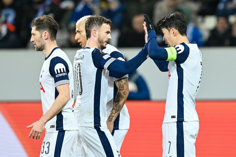 Tottenham captain Son Heung-Min (right) and James Maddison were both on target in Germany