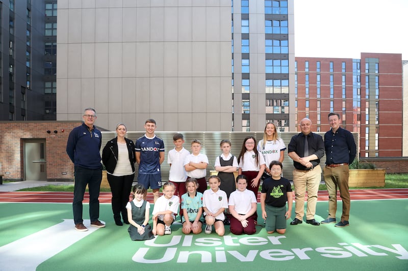 Bunscoil Mhic Reachtain pupils try out the sports facilities at the Student Roost at Nelson Place. PICTURE: MAL MCCANN