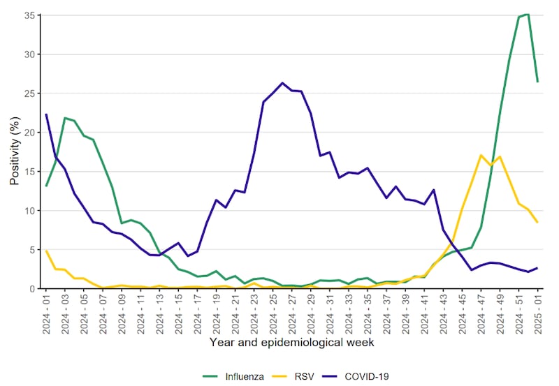 Figures from the Public Health Agency show the spike in flu cases in recent weeks. PICTURE: PHA