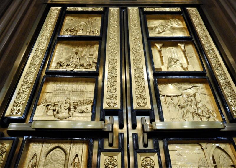 &nbsp;Close-up of the Marian Doors at St Michael's Cathedral Basilica