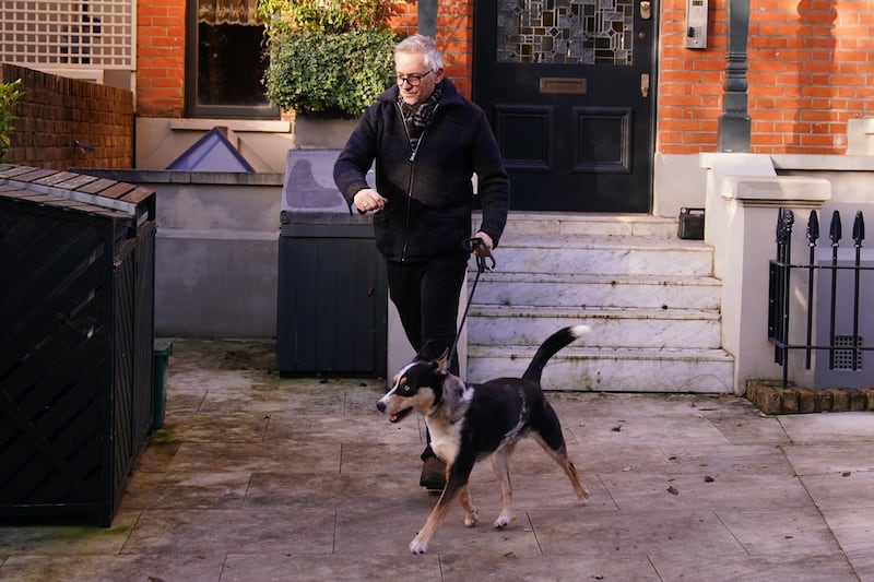 Gary Lineker took his dog for a walk as the BBC announced he would step down as Match of the Day host at the end of the season