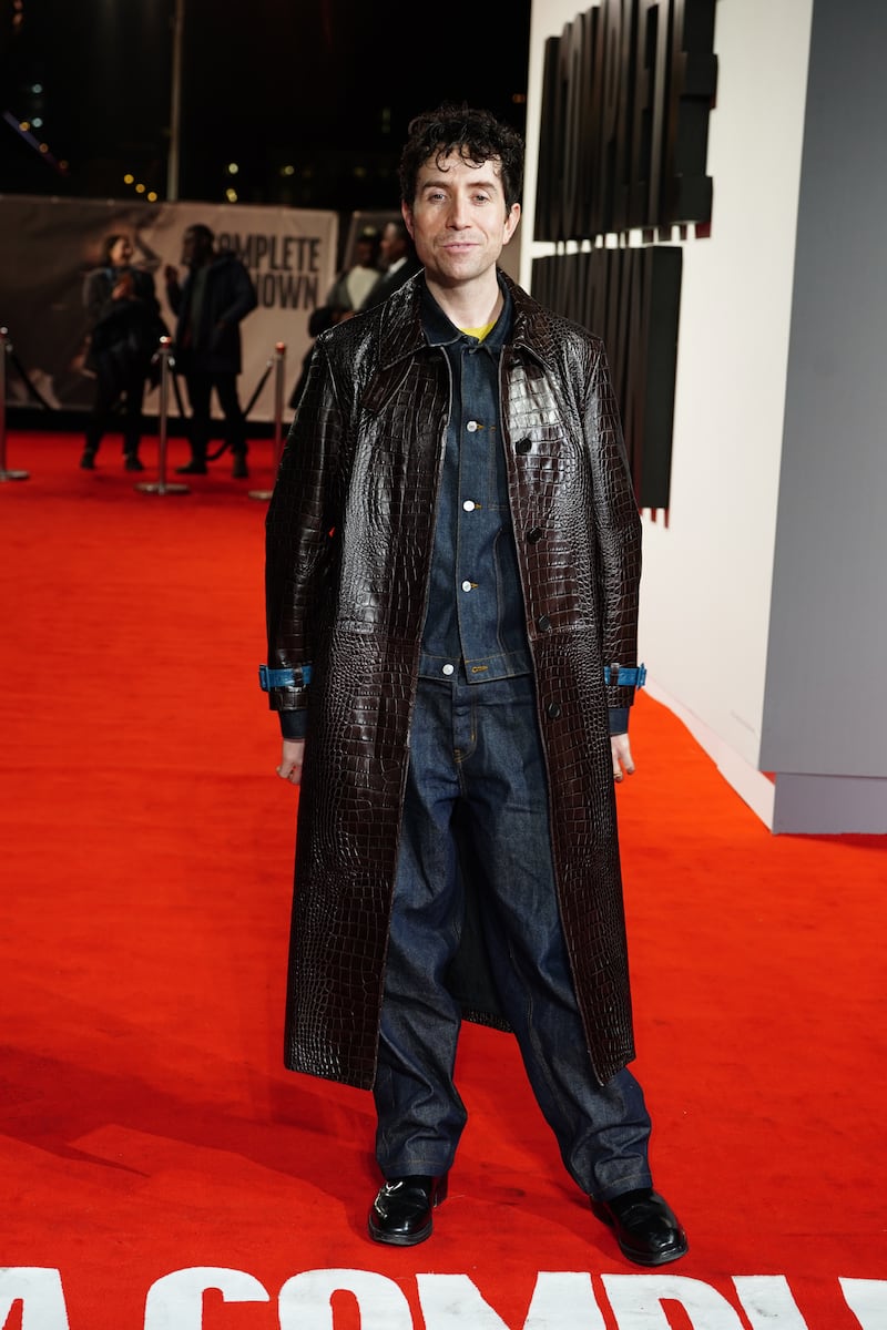 Nick Grimshaw wore a relaxed denim two piece