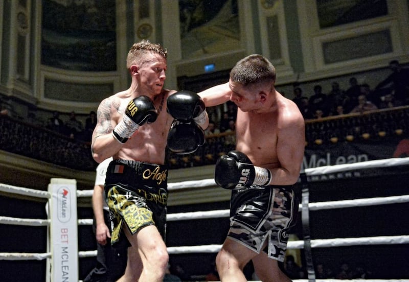 A night to remember boxing at The Ulster Hall in Belfast. Feargal McCrory versus Karl Kelly and McCrory went on to win the fight. Picture Mark Marlow. 