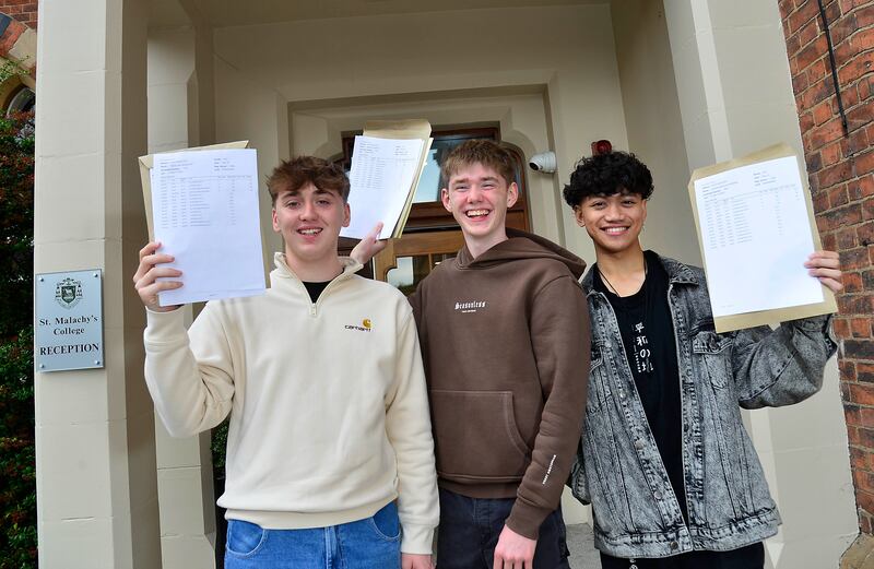 Pupils Taylor McGrath, Keelan Smyth and Christian Herceda at St Malachy's College, Belfast. Picture by Arthur Allison/Pacemaker Press