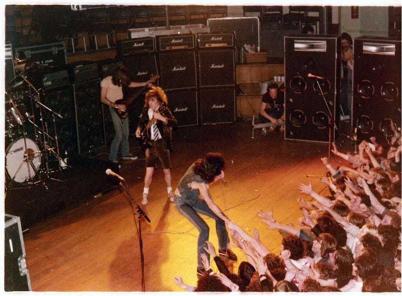 AC/DC perform at the Ulster Hall in August 1979,