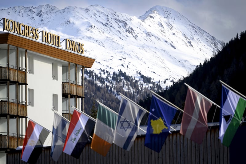 The Treasury said the UK would have its ‘most visible’ presence at Davos ‘in years’ as the Government sought to attract more international investment to Britain (Laurent Gillieron/Keystone via AP)