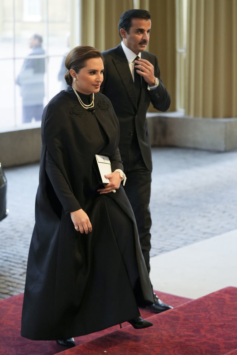 Emir of Qatar Tamim bin Hamad Al Thani arrives for a reception hosted by the King for heads of state ahead of the late Queen’s funeral