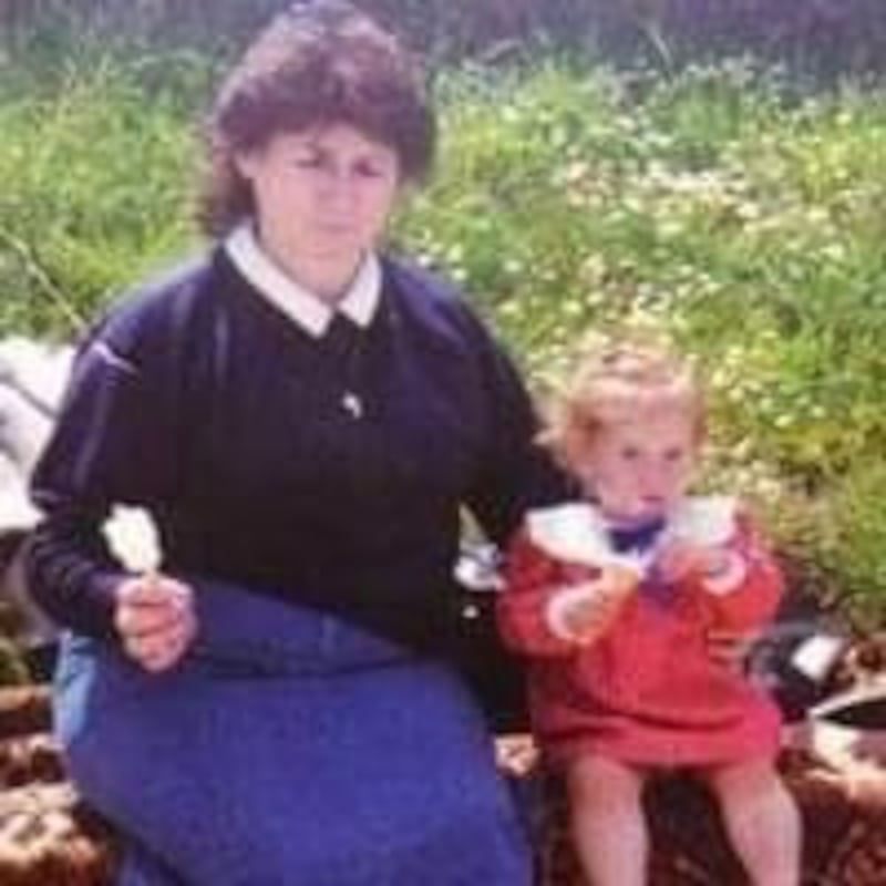 Nanny Belle and I eating our ice cream from the Pop Shop after Mass