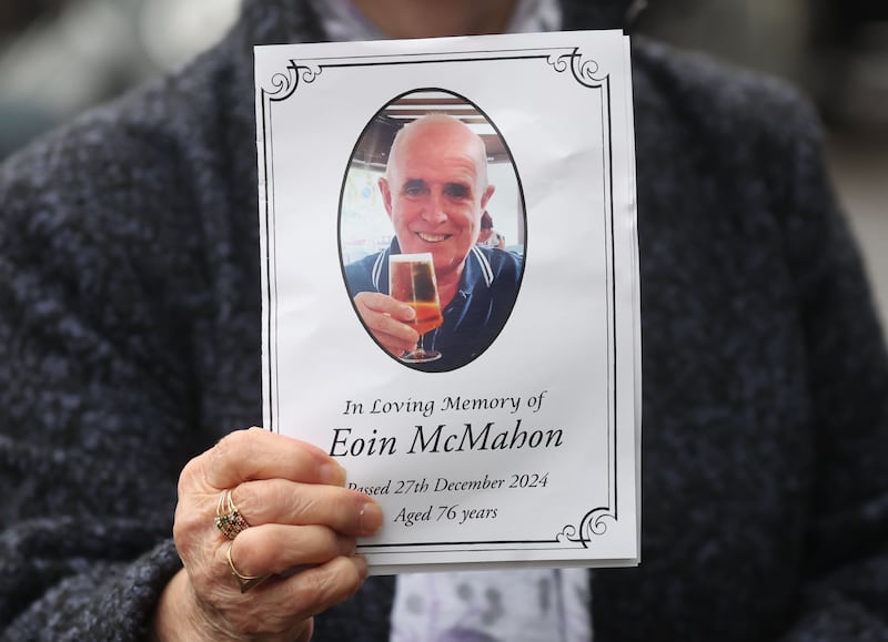 The Funeral of Barnbrack's Eoin McMahon at Holy Trinity Church in West Belfast.
PICTURE COLM LENAGHAN