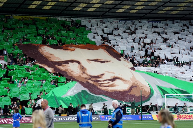Celtic fans unveiled a banner of former player Tommy Burns