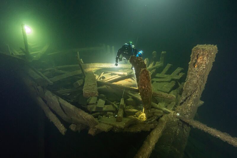 The 19th century ship was discovered on the seabed about 20 nautical miles south of the Swedish isle of Oland (Marek Cacaj/Baltictech/AP)