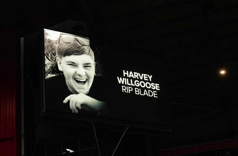 A tribute to Harvey Willgoose was shown on screens throughout the Bramall Lane stadium