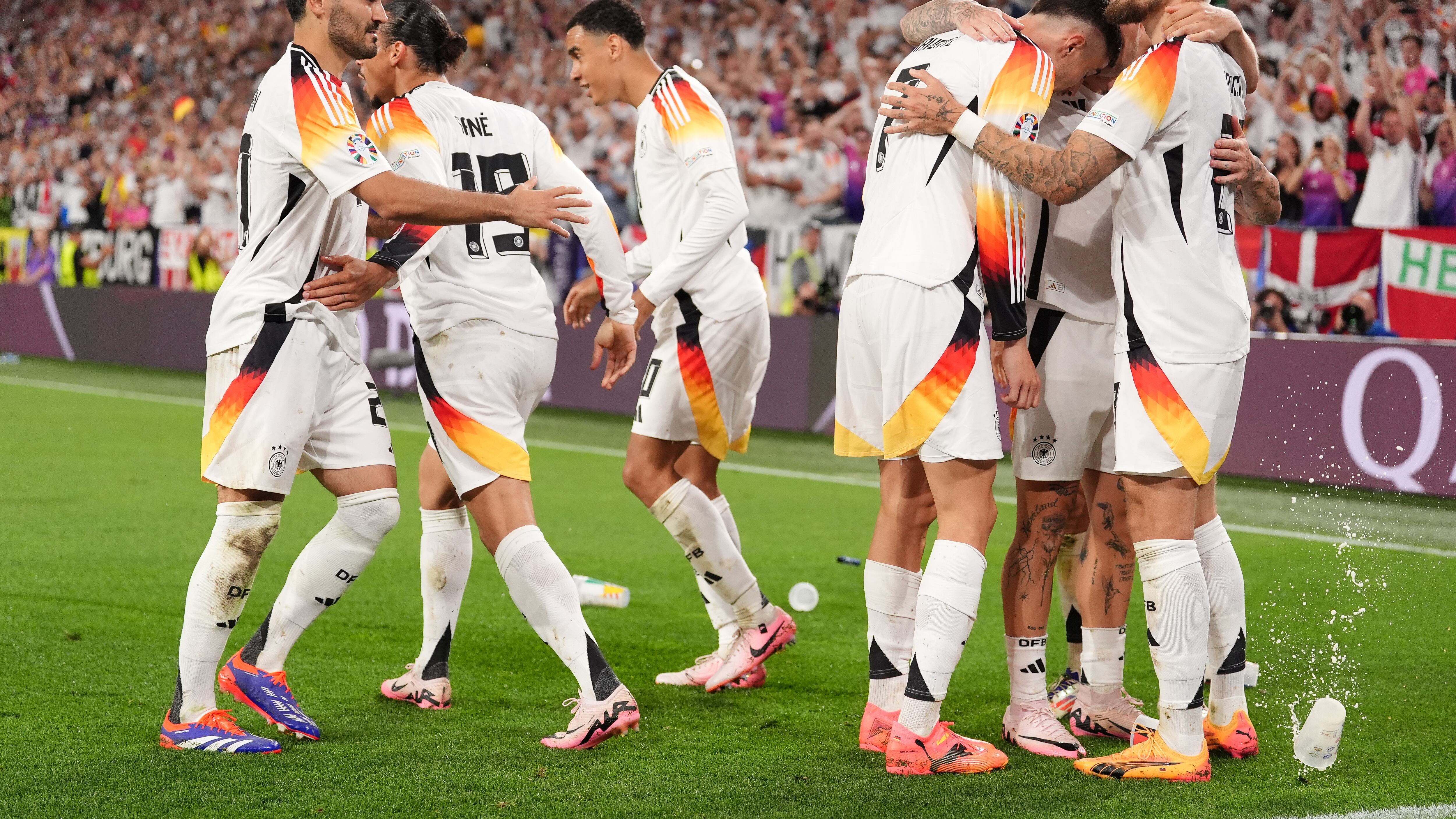 Germany celebrate against Denmark during their Euro 2024 victory