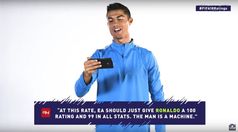 Cristiano Ronaldo reads someone's opinion of him