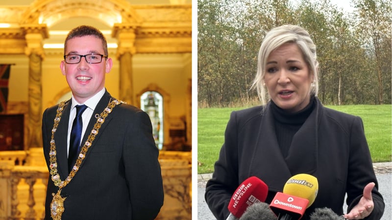 Michelle O'Neill has said she believes it is appropriate for a portrait of former Belfast mayor Niall Ó Donnghaile to be removed from Belfast City Hall.