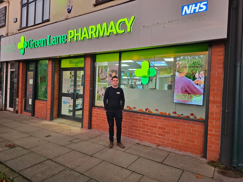 Matt Harvey, 37, outside his pharmacy on Allerton Road in Mossley Hill, Liverpool. He warned the ‘bubble has burst’ for the sector after members of the National Pharmacy Association voted in favour of collective action.