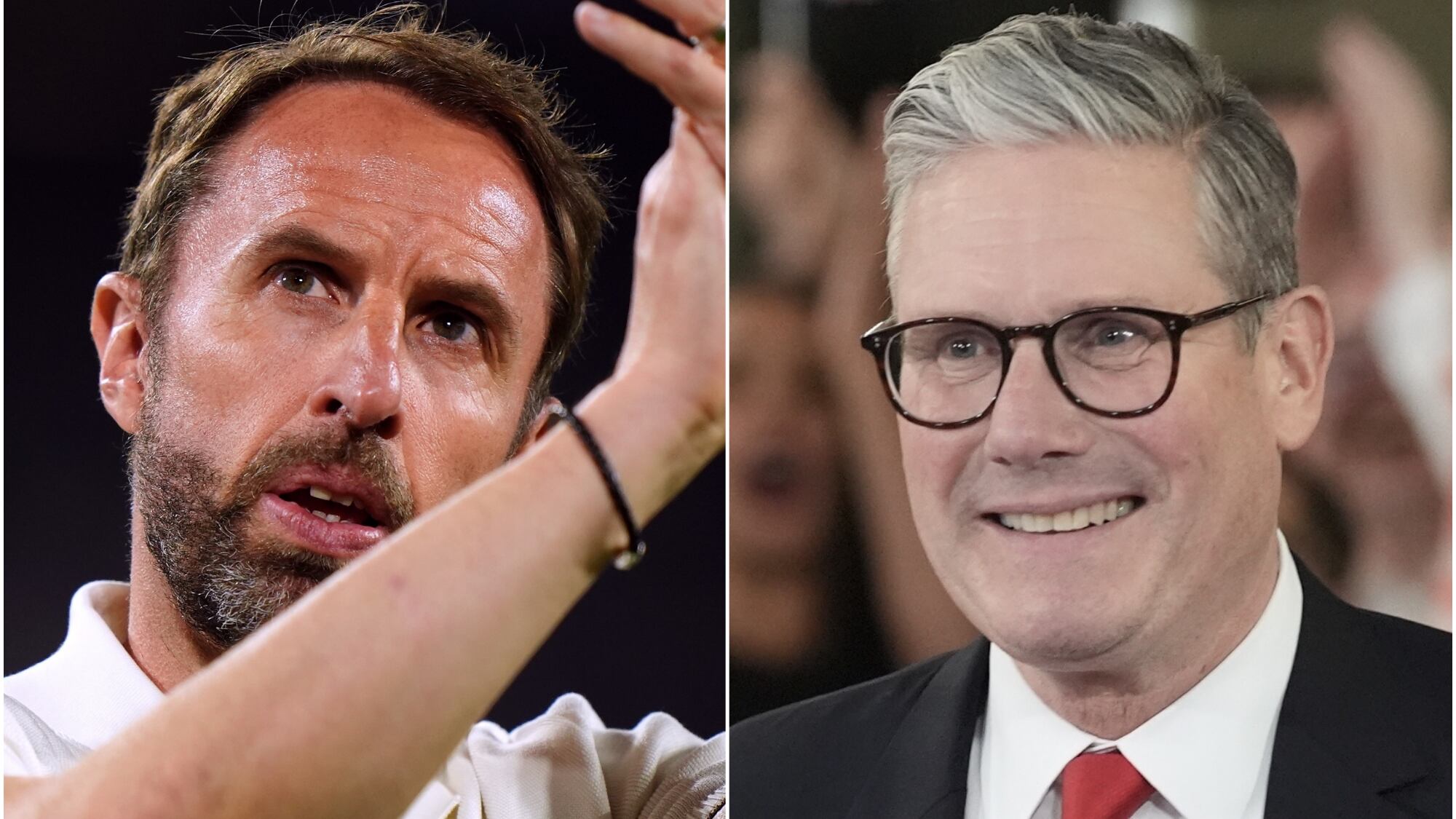 England manager Gareth Southgate, left, has sent his best wishes to new Prime Minister Sir Keir Starmer