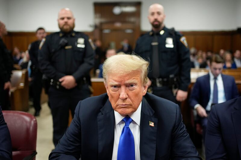 Ex-president Donald Trump at Manhattan Criminal Court in New York (Seth Wenig, Pool/AP)