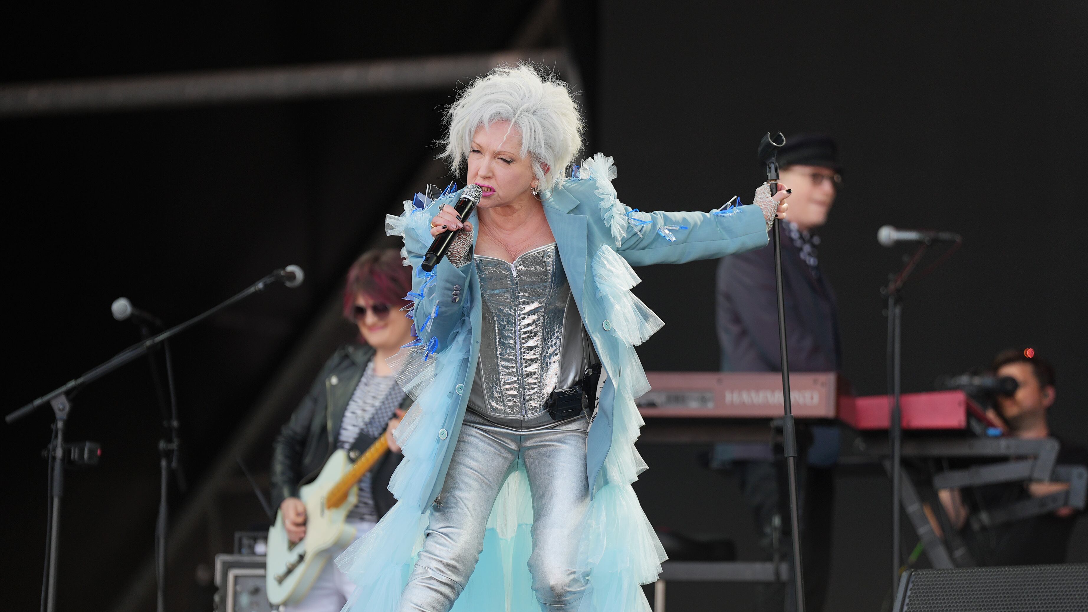 Cyndi Lauper performed on the Pyramid Stage, at the Glastonbury Festival at Worthy Farm in Somerset