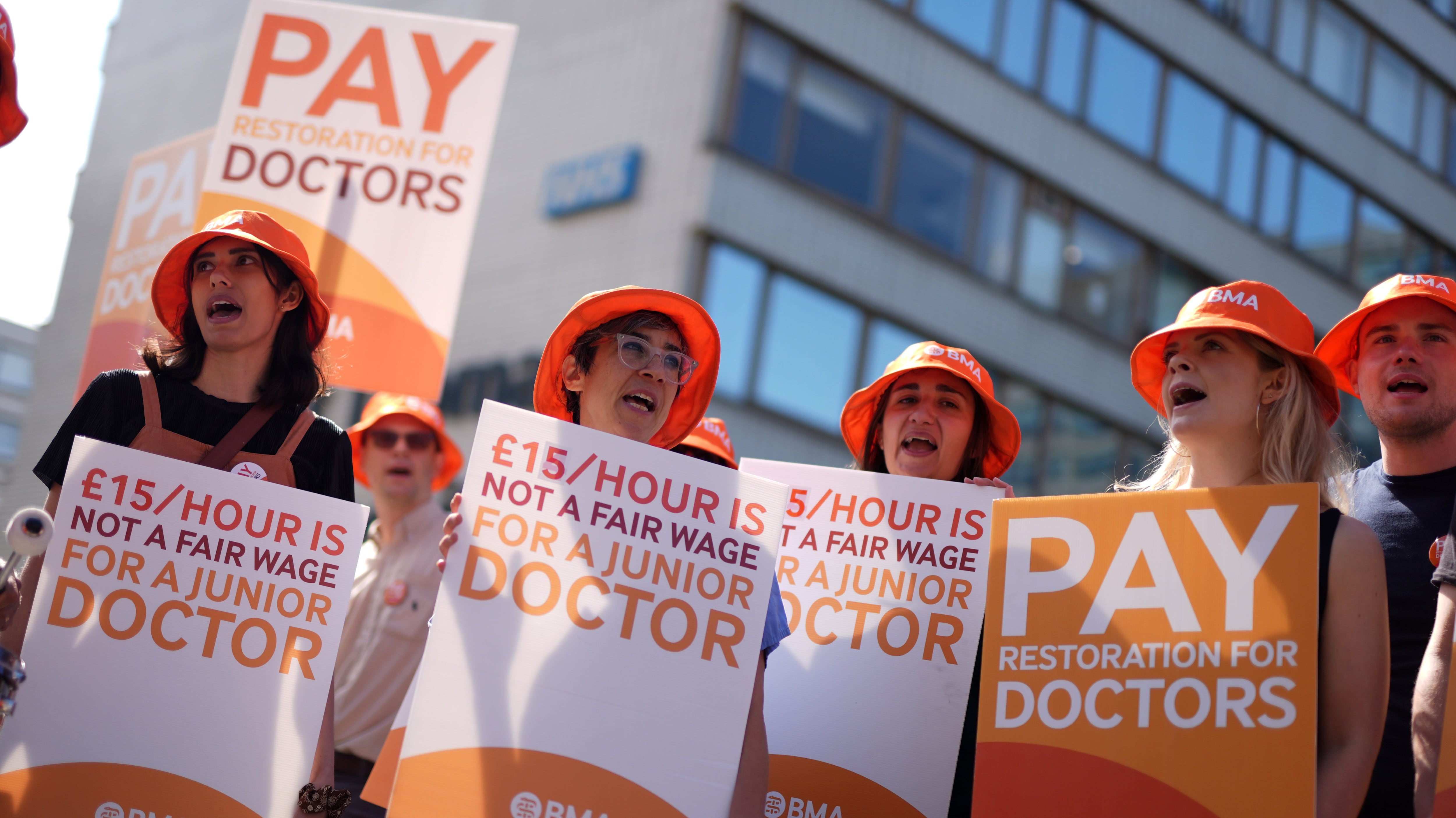 Junior doctors were picketing outside St Thomas’ Hospital in London on Thursday