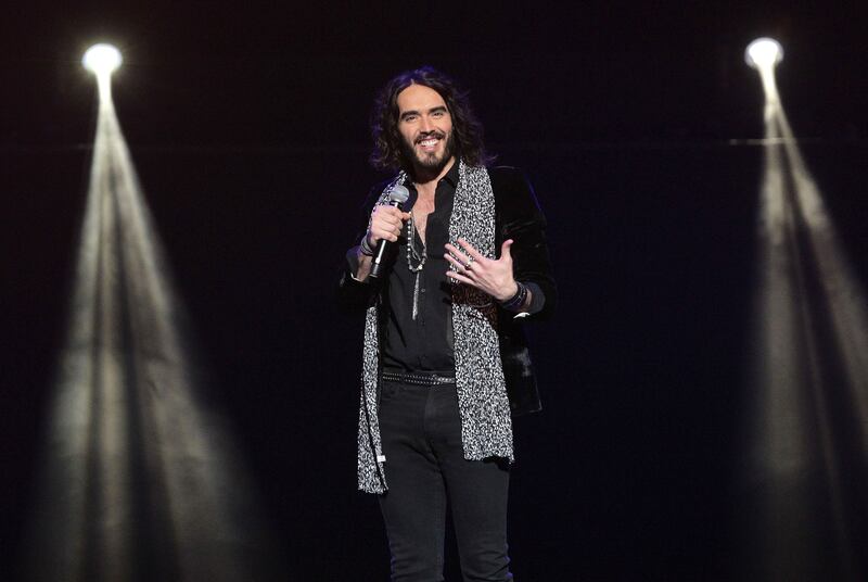 Russell Brand on stage during a Teenage Cancer Trust Comedy Night gig, at the Royal Albert Hall in London