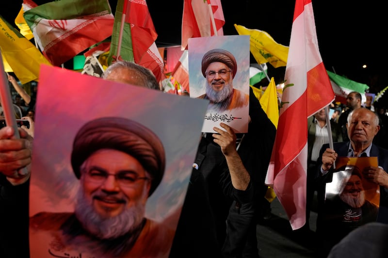 Hassan Nasrallah was killed in an Israeli air strike last month (Vahid Salemi/AP)