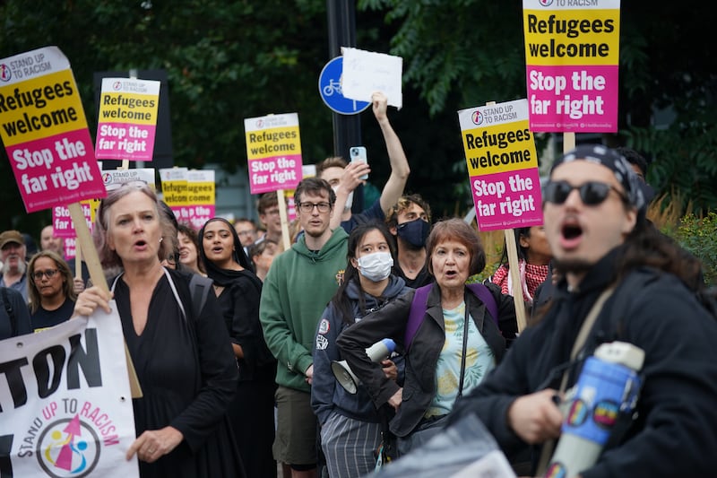 Counter protesters demonstrate in Brentford, London (PA(