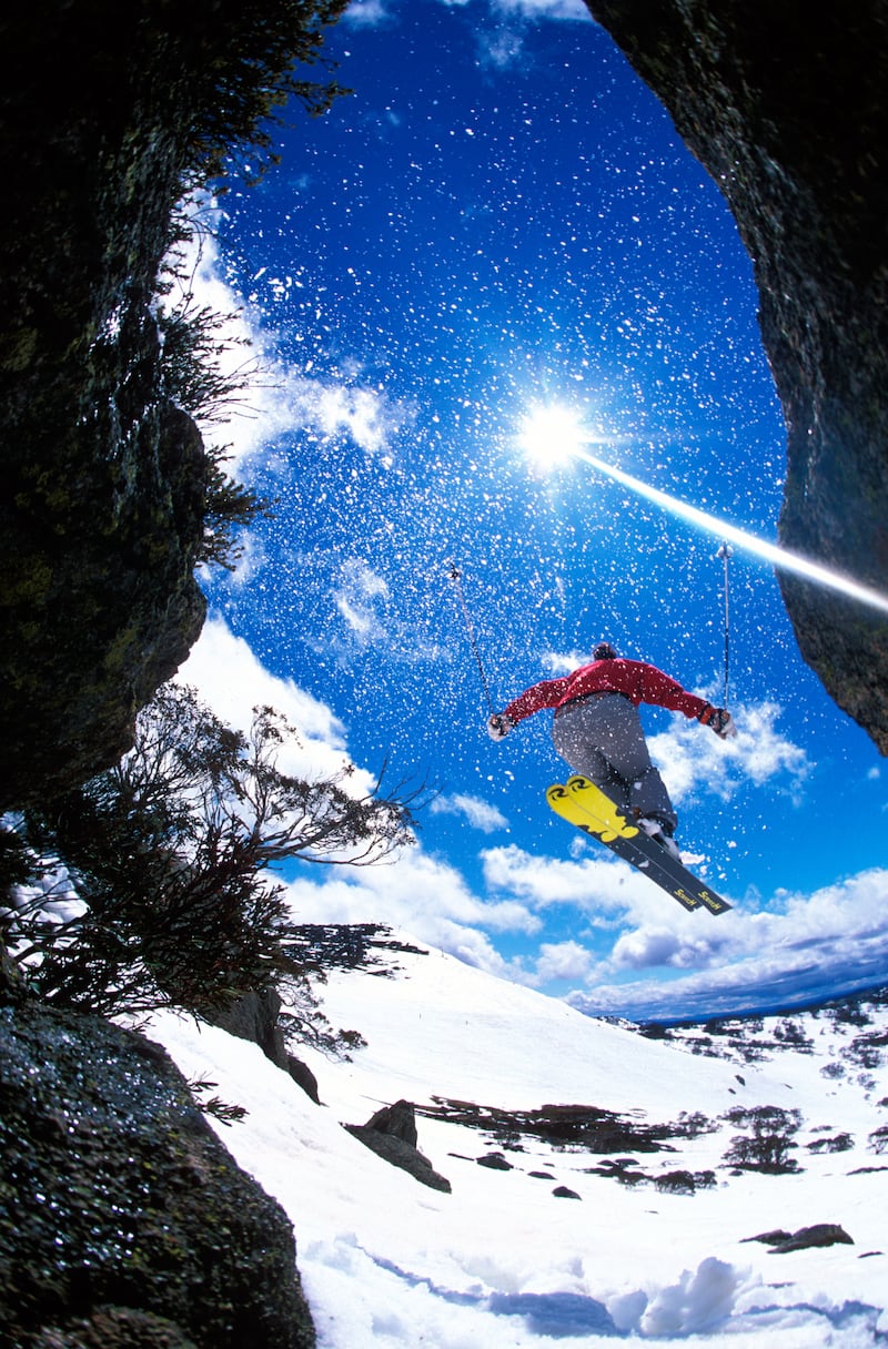 Ski Jump in the sun in a ski resort in Australia Mount Buller