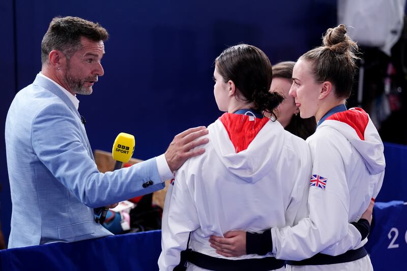 Fred Sirieix with his daughter Andrea Spendolini-Sirieix and her diving partner Lois Toulson