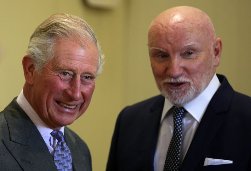 Sir Tom Hunter meets the King during a royal visit to Cumnock