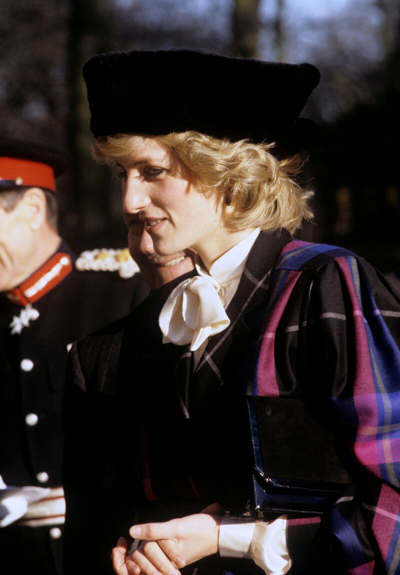 Diana, Princess of Wales, frequently sported pussybow blouses and tartan blazers during public outings