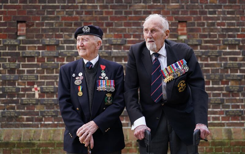 Veterans Stan Ford (left) and John Roberts before receiving their memorial plaques during the launch of the UK’s commemorations for the 80th anniversary of D-Day