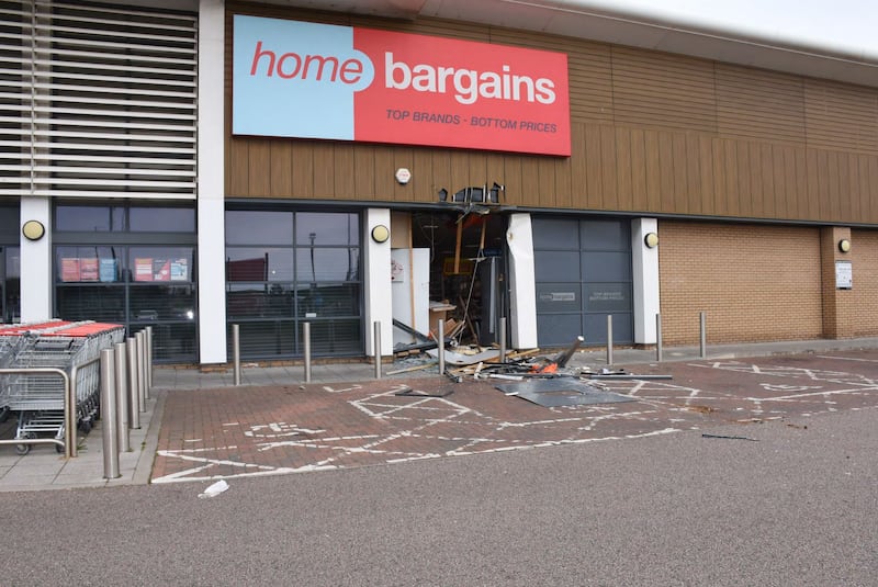 The forklift was used to rip a cash point off the wall of a Home Bargains shop in Harwich, Essex