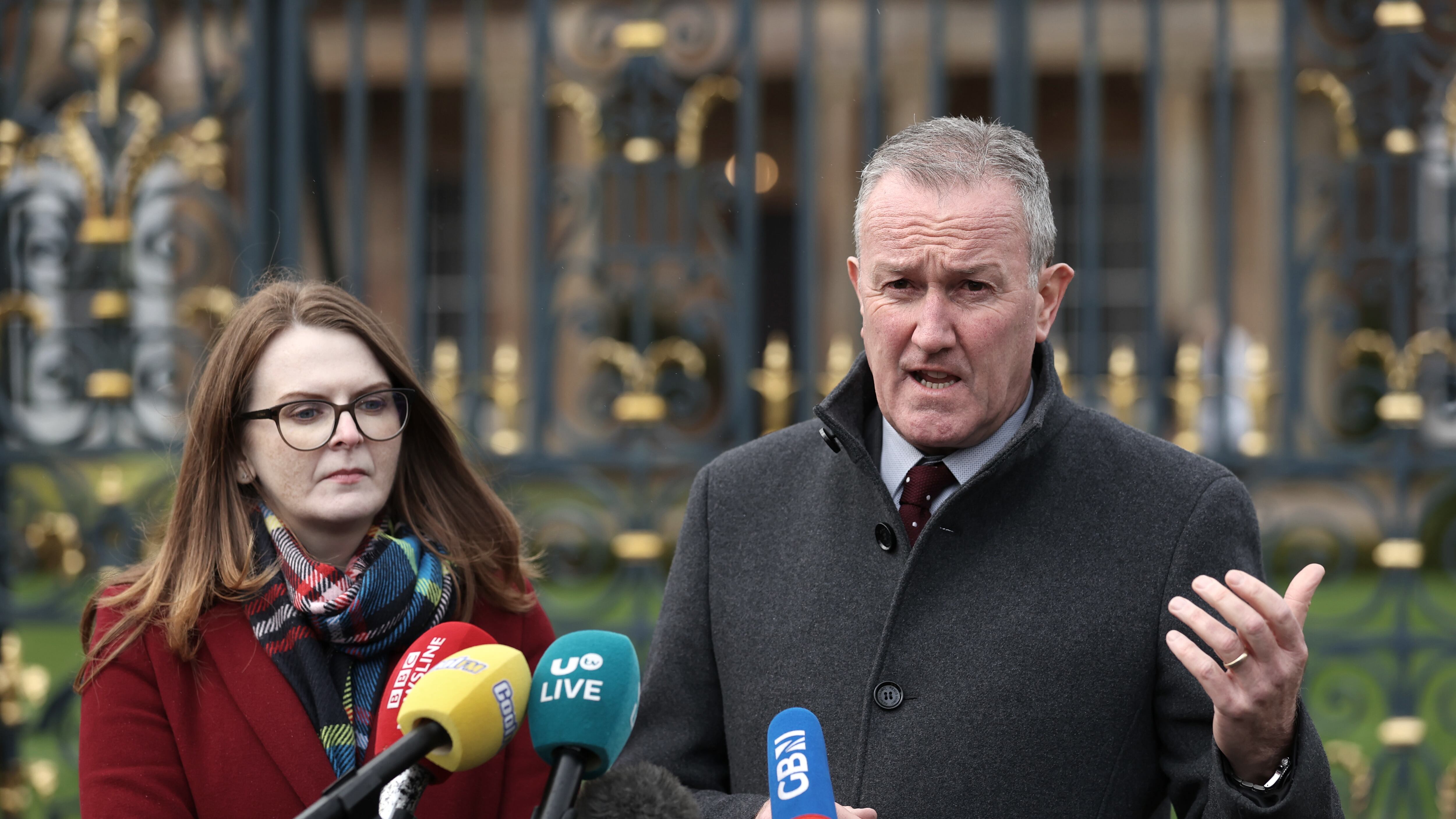 Sinn Fein MLAs Conor Murphy and Caoimhe Archibald