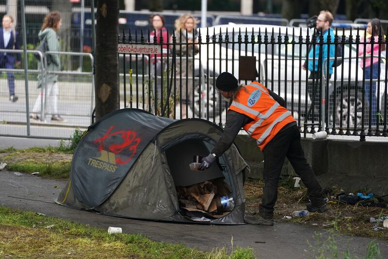 The tents were collected from the canal site