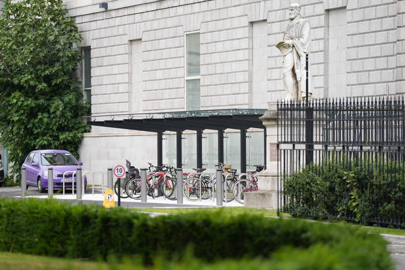 A view of the bike shelter at Leinster House, Dublin