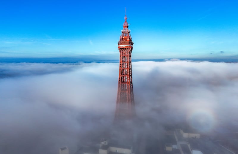 Blackpool Tower was surrounded by fog on Thursday