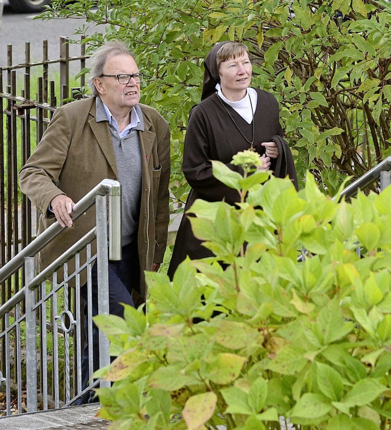 Former Political correspondent for BBC Martina Purdy and Tom Hartley pictured at Seamus Kelters funeral in Belfast..Picture by Arthur Allison/Pacemaker Press.