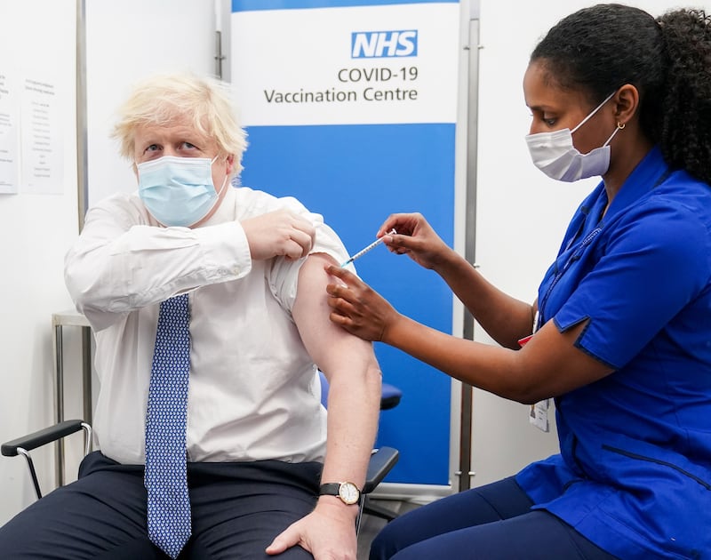 Boris Johnson receives his booster jab of the Covid-19 vaccine
