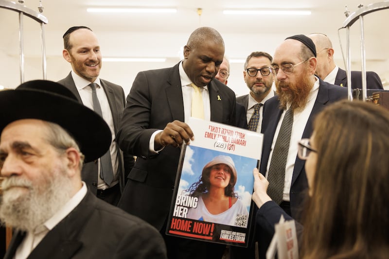 Foreign Secretary David Lammy with members of the Jewish community at South Tottenham Synagogue in London