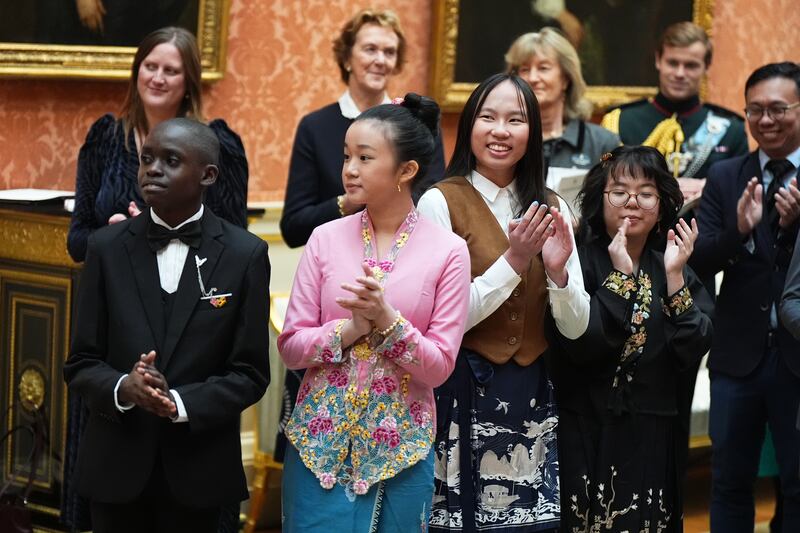 The competition winners and runners-up during a reception at Buckingham Palace