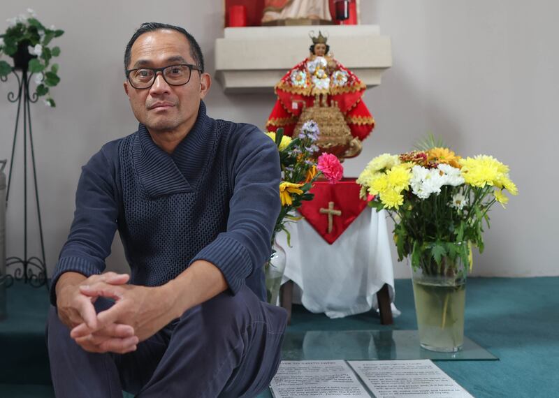 Belfast nurse Aldrin Bañas   at St Vincent de Paul Church.
PICTURE COLM LENAGHAN