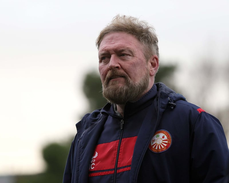 Pacemaker Press 3-2-24
Portadown v Bangor - Clearer Water Irish Cup
An unhappy Portadown manager Niall Currie  during today's game at Shamrock Park, Portadown.  Photo by David Maginnis/Pacemaker Press